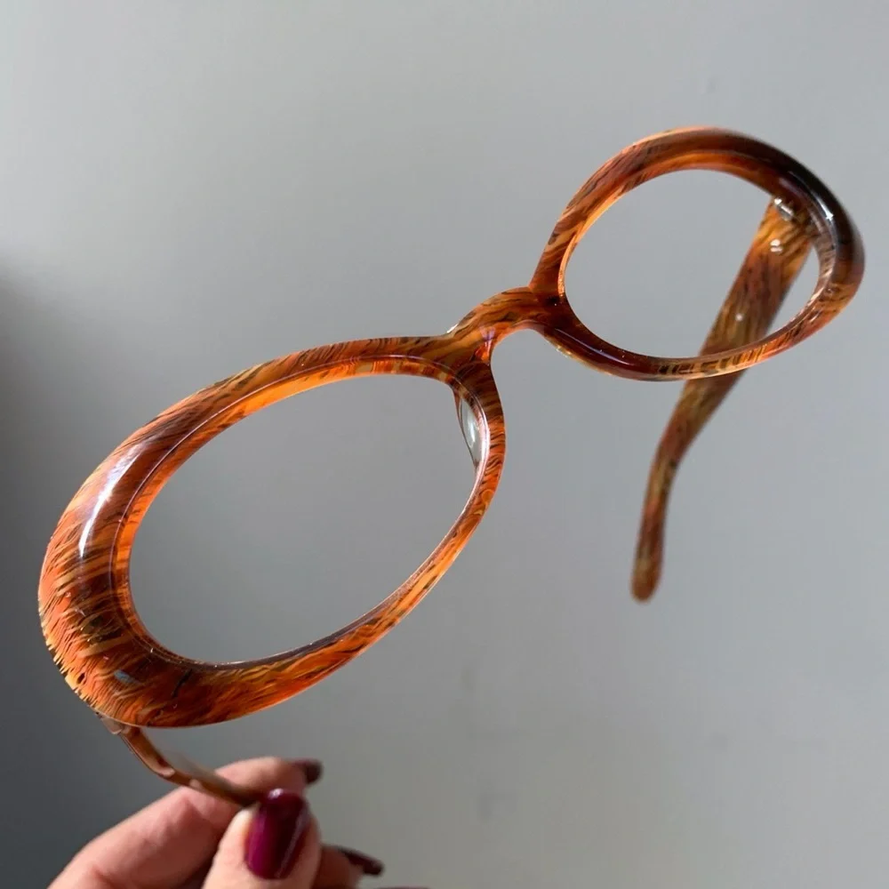 Vintage WIDE FIT Acetate EyeGlasses Amber Caramel Auburn NOS 1990’s Eyeglasses